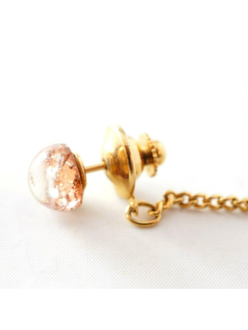 Vintage Rose Gold Tie Tack And Chain Bar Accent - Picture 3 of 4